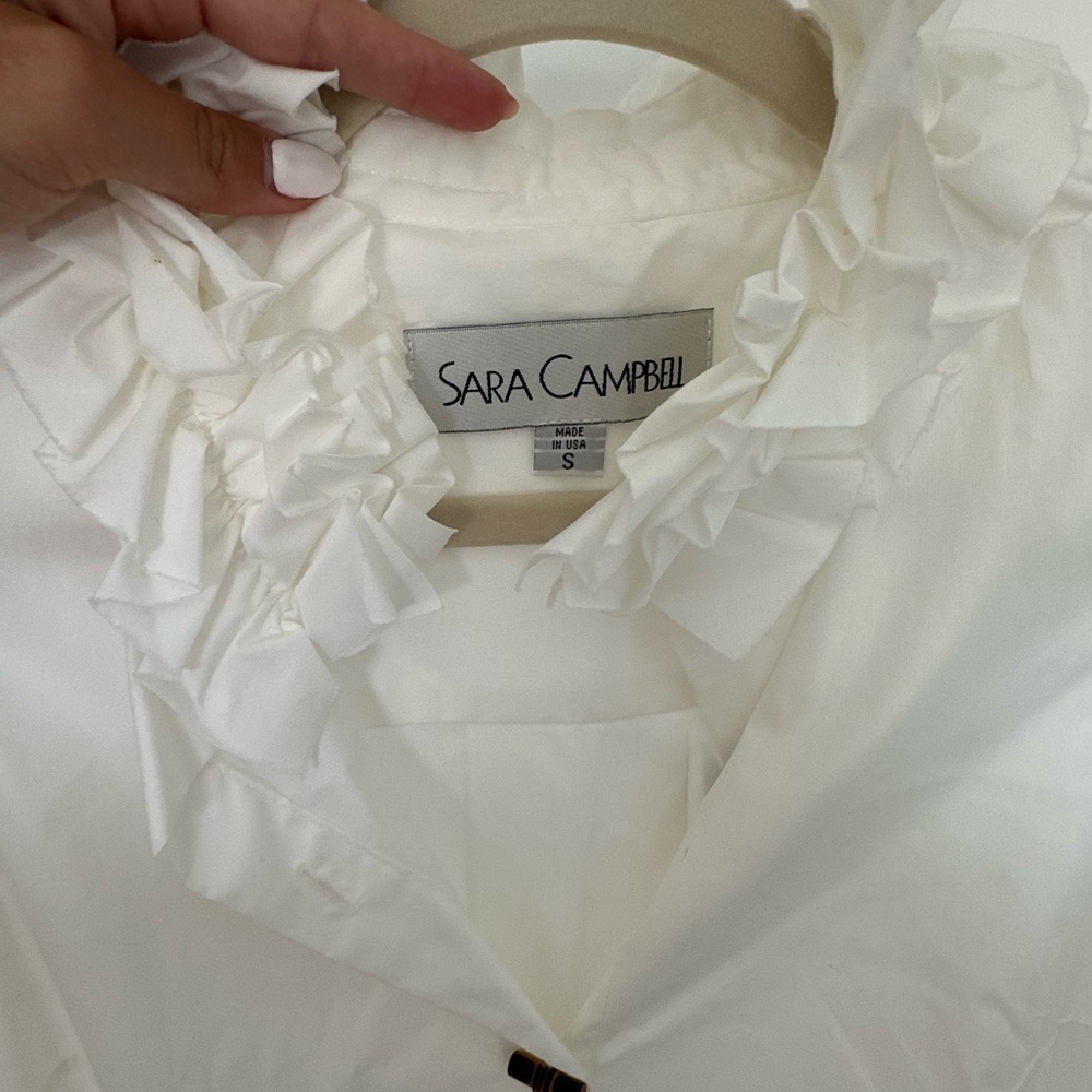 Sara Campbell Ivory Ruffle Top